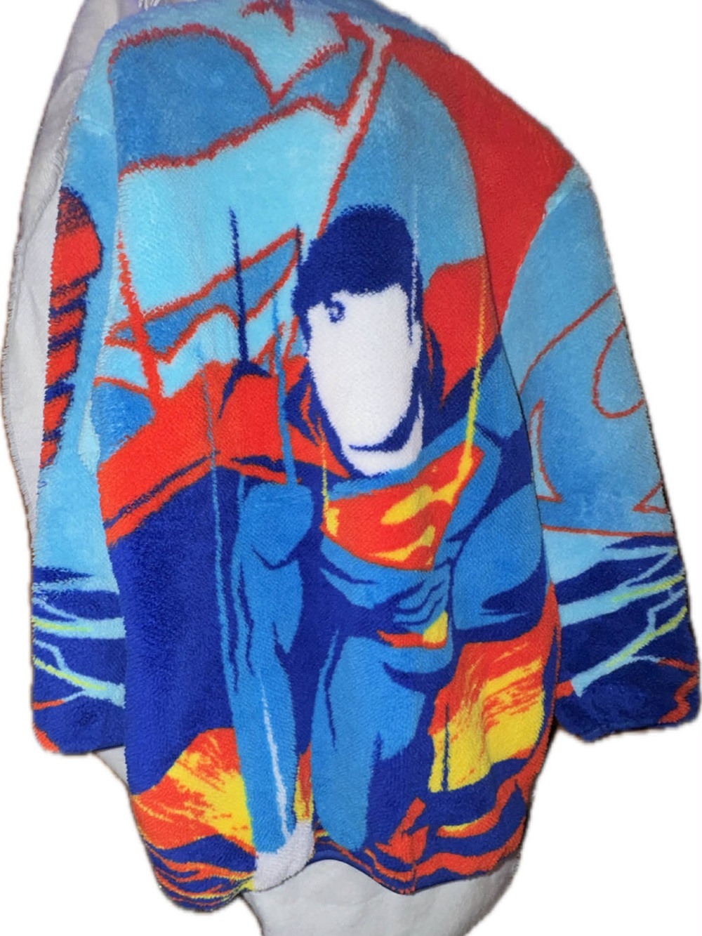 DC Comics Superman Fleece Quarter Zip Crewneck in Blue, Red & Yellow